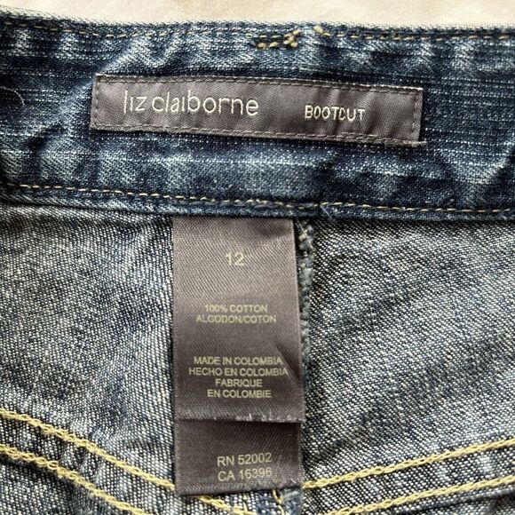 Liz Claiborne Bootcut Wide Leg Jeans Size 12 Jem Pockets - Picture 2 of 4